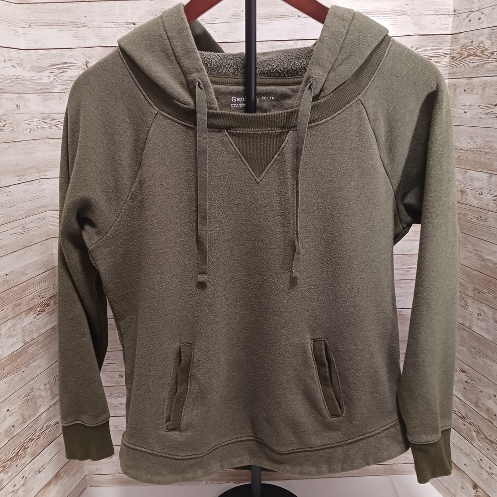 Gap Body‎ Women's XS Olive Green Pullover Sweatshirt with Pockets and Hood